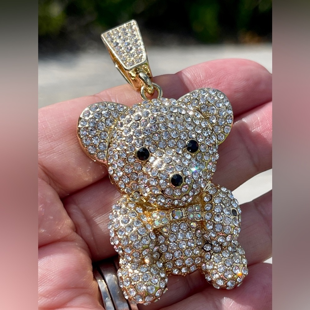 14K Gold Plated Bling Bling Bear Charm - Picture 10 of 14